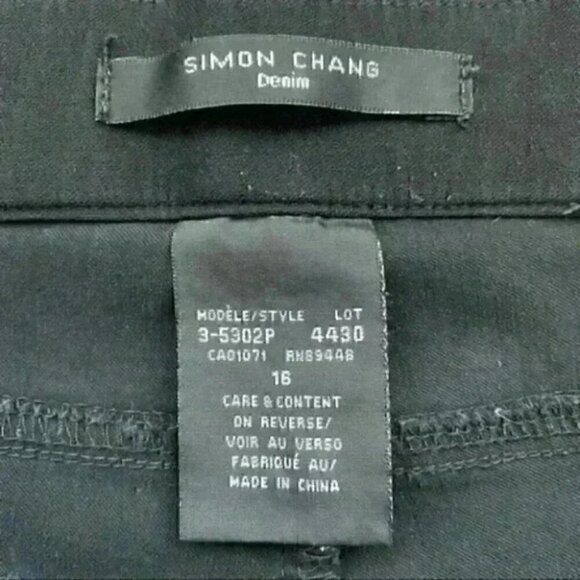Simon Chang Jeans High Rise Straight Leg Cropped Stretch Fit Black  Size 16 - Picture 13 of 16